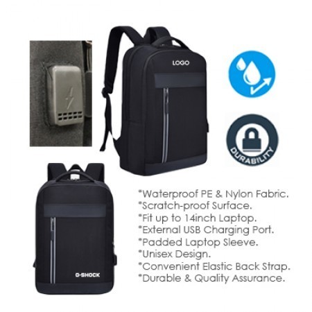 15.6" Travel PU Laptop Backpack with USB Port 05